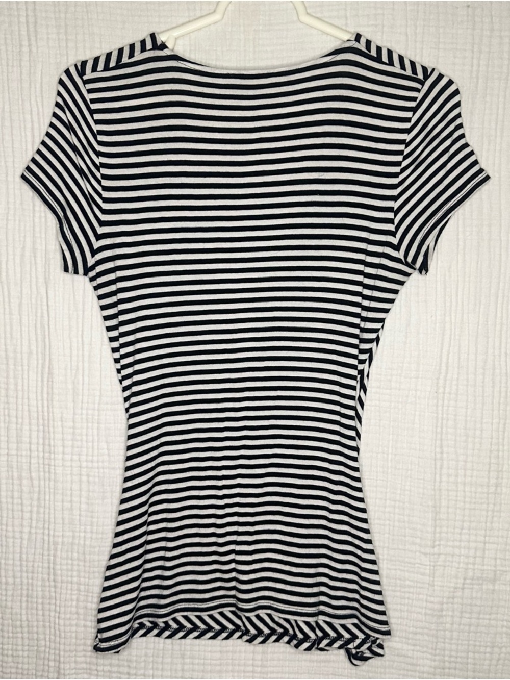 Cache Striped Slinky Flattering Cleavage Top-S-Stretch-90’s Vibe-Chain Buckle - Picture 6 of 11